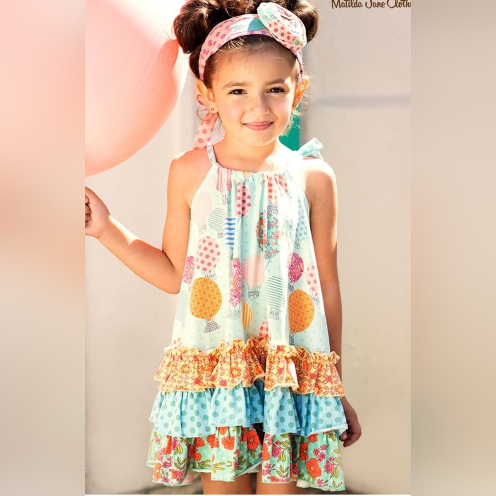 Matilda Jane Up In The Air Summer Dress Girls Size 10 Hot Air Balloon Print